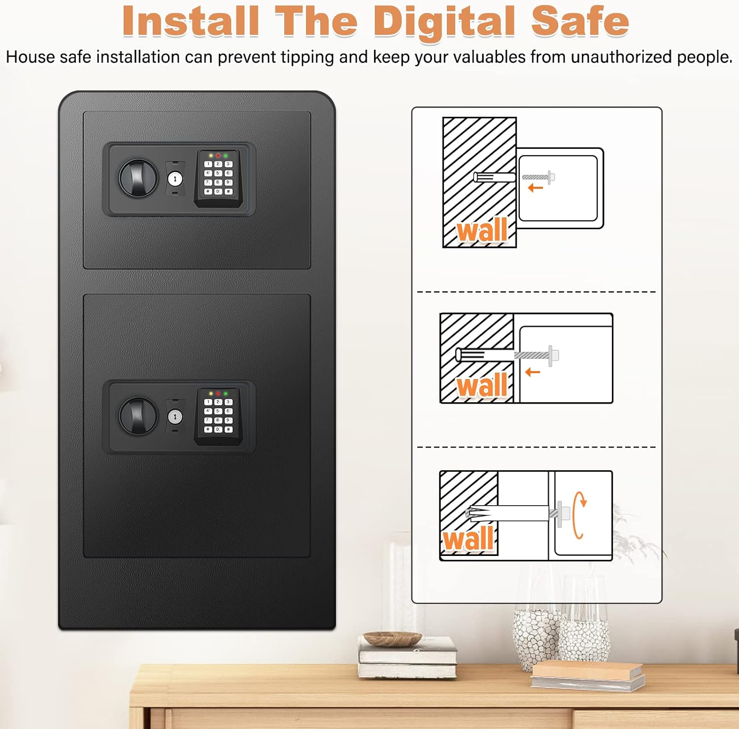 3.6 Cubic Extra Large Fireproof Safe Box with Double Safe, 83 LB Heavy Duty Security Home Safe with Inner Cabinet Box, Anti-Theft Combination Lock Box for Money Jewelry Documents Valuables