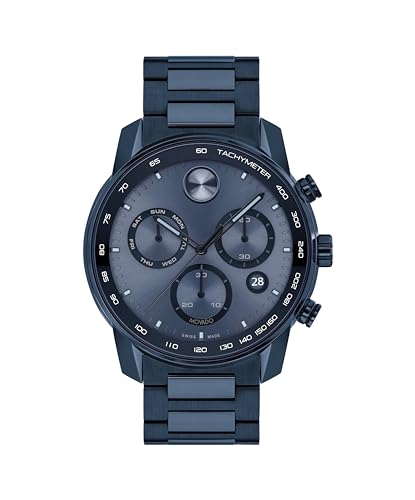 Movado Bold Verso Men's Watch - Swiss Quartz 3H Movement, Stainless Steel Link Bracelet - 3 ATM Water Resistance - Luxury Fashion Timepiece for Him - 42mm