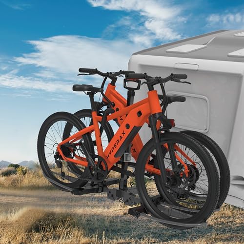 HYPERAX Volt RV 4X - Hitch Mounted 4 Bike Rack Carrier for RV, Camper, Trailer,Motorhome, Toad with 2" Class 3 or Higher Hitch Fits Up to 2x75lb E Bike +2X50lb Bikes with Up to 5" Fat Tire