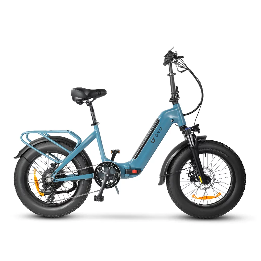 DYU 20" Fat Tire Electric Bike for Adults, Folding Electric Bicycle 500W 48V 14AH Removable LG Battery, Snow Beach E Bike w/Shimano 7 Speed Lockable Suspension Fork