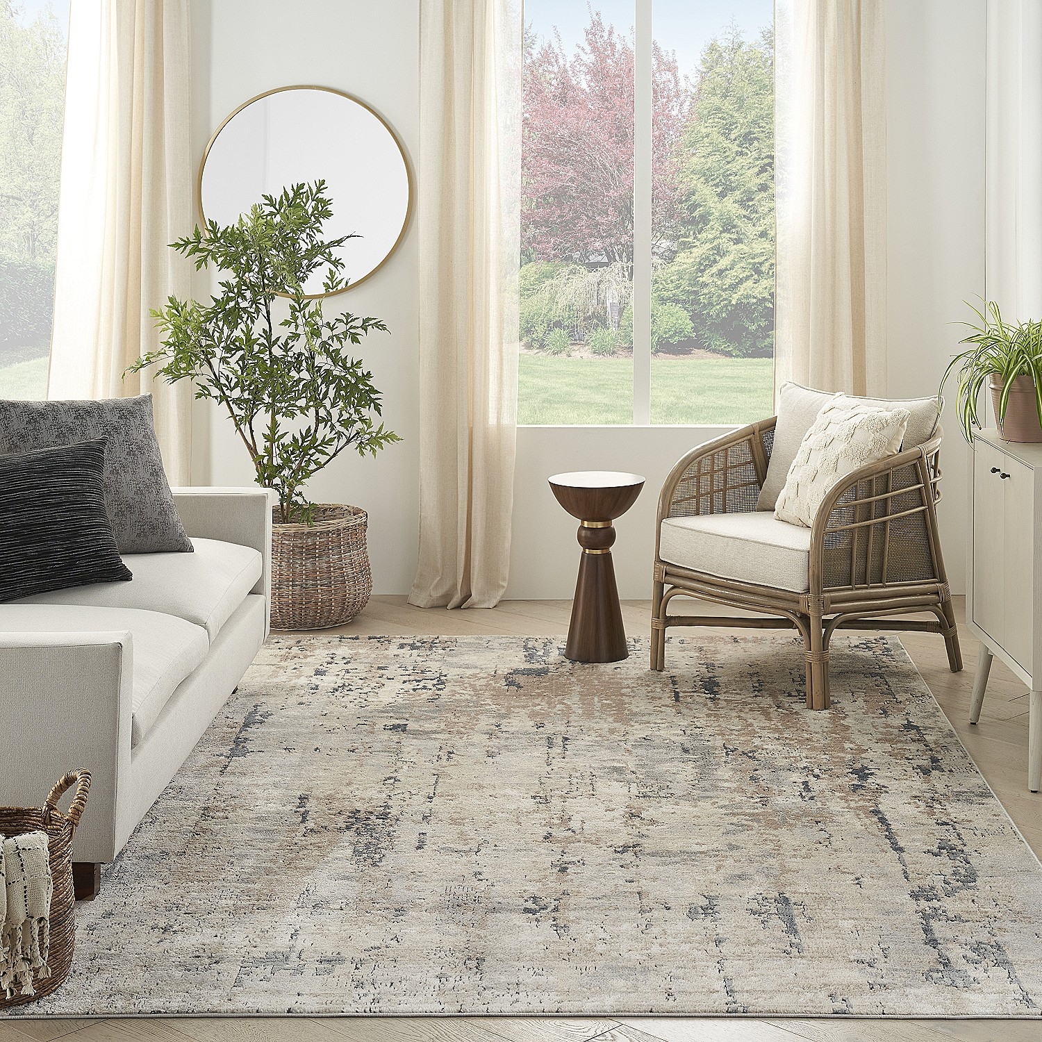 Nourison Concerto Abstract Beige/Grey 7'10" x 9'10" Area Rug, (8x10)