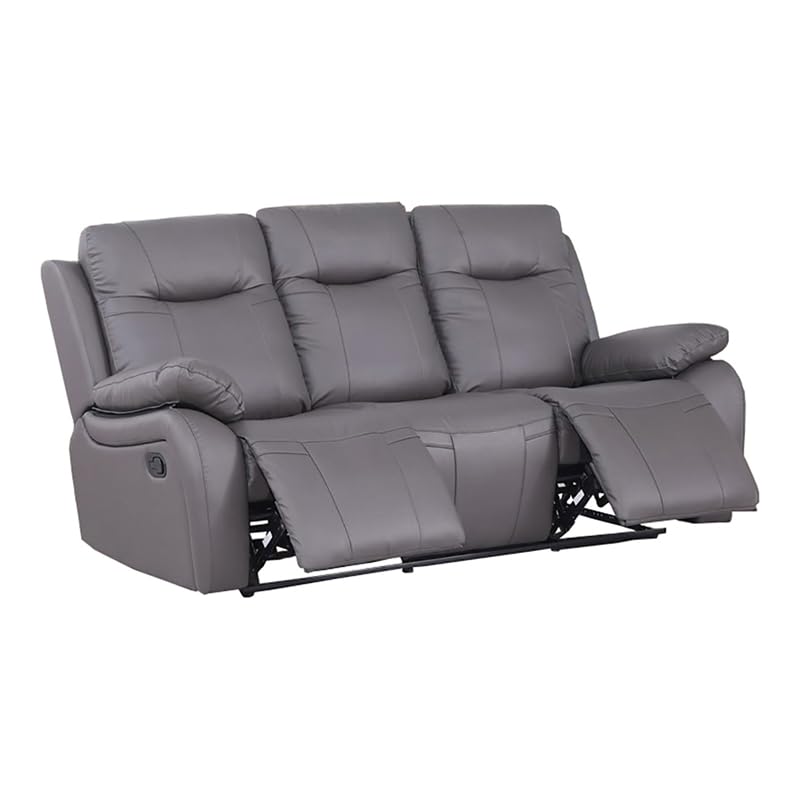 Recliner Sofa Couch Manual Leather Loveseat Recliner for Living Room with Cup Holders & Storage Oversized Reclining Home Theater Seating Couch in Black