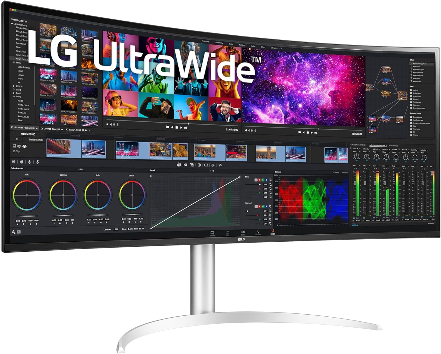 LG 40WP95C-W 40” UltraWide Curved WUHD (5120 x 2160) 5K2K Nano IPS Display, DCI-P3 98% (Typ.) with HDR10, Thunderbolt 4 with 96W PD, 3-Side Virtually Borderless Design Tilt/Height/Swivel Stand,Black