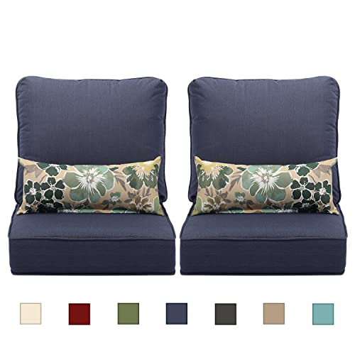 Aoodor 22'' x 24'' Outdoor Deep Seat Chair Cushion Set，Olefin Fabric Slipcover and Sponge Foam- Green (Set of 2 Seats, 2 Backs, 2 Pillows