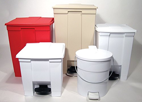 Rubbermaid Commercial Products Step-On Lid Trash Can, 8-Gallon, Beige, Hands-Free Garbage Can for Medical Waste in Hospitals/Lab/Emergency/Patient Rooms