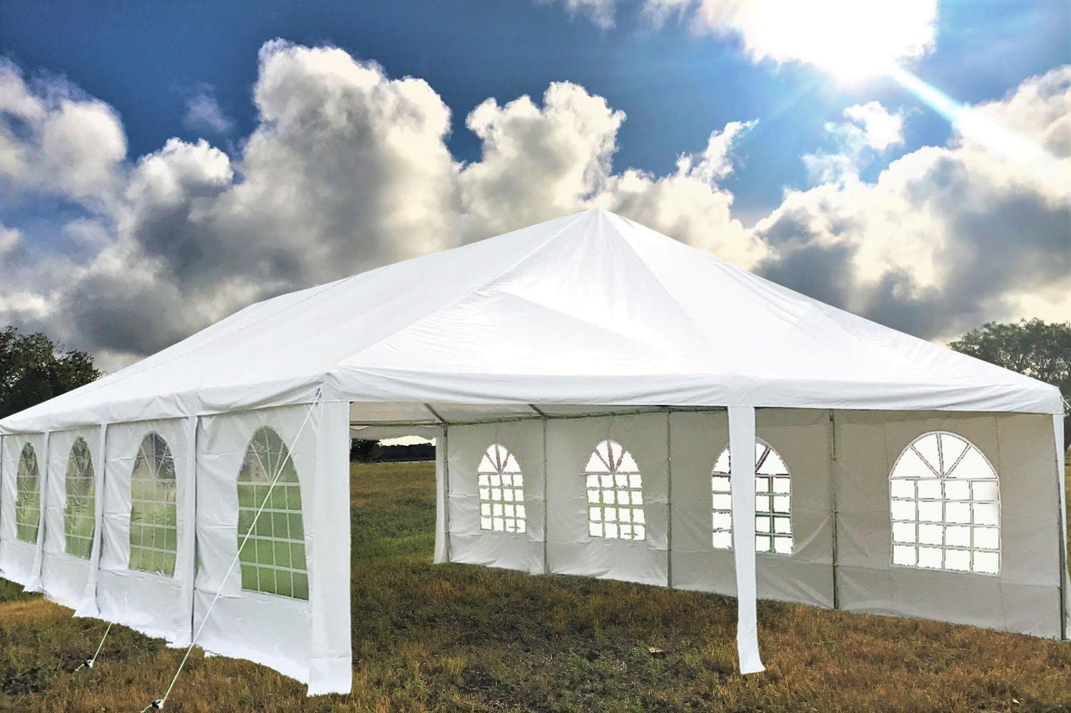DELTA 40'x20' PE Frame Party Tent, Wedding Tent Party Canopy, Heavy Duty Outdoor Garden Event Tent, with Water Resistant Top, Removable Window Walls, Storage Carry Bags