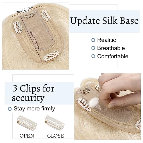 Hair Toppers for Women Real Human Hair No Bangs 7 * 13 CM Silk Base Clip In Topper Hairpieces Wiglet Top Hair Pieces for Women With Thinning Hair -18 Inch Dark Blonde