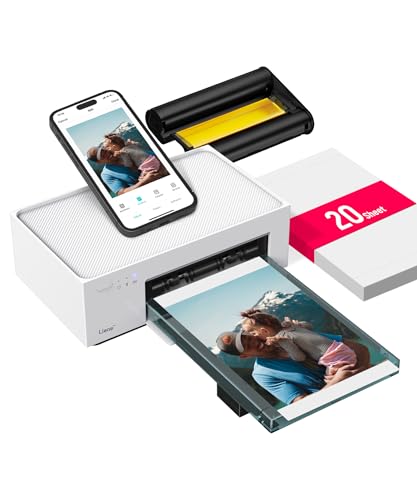 Liene 4x6'' Photo Printer, Phone Printer 100 Sheets & 3 Cartridges, Full-Color Photo, Portable Instant Photo Printer for iPhone Android, Thermal Dye Sublimation, Wi-Fi Picture Printer 100 Papers