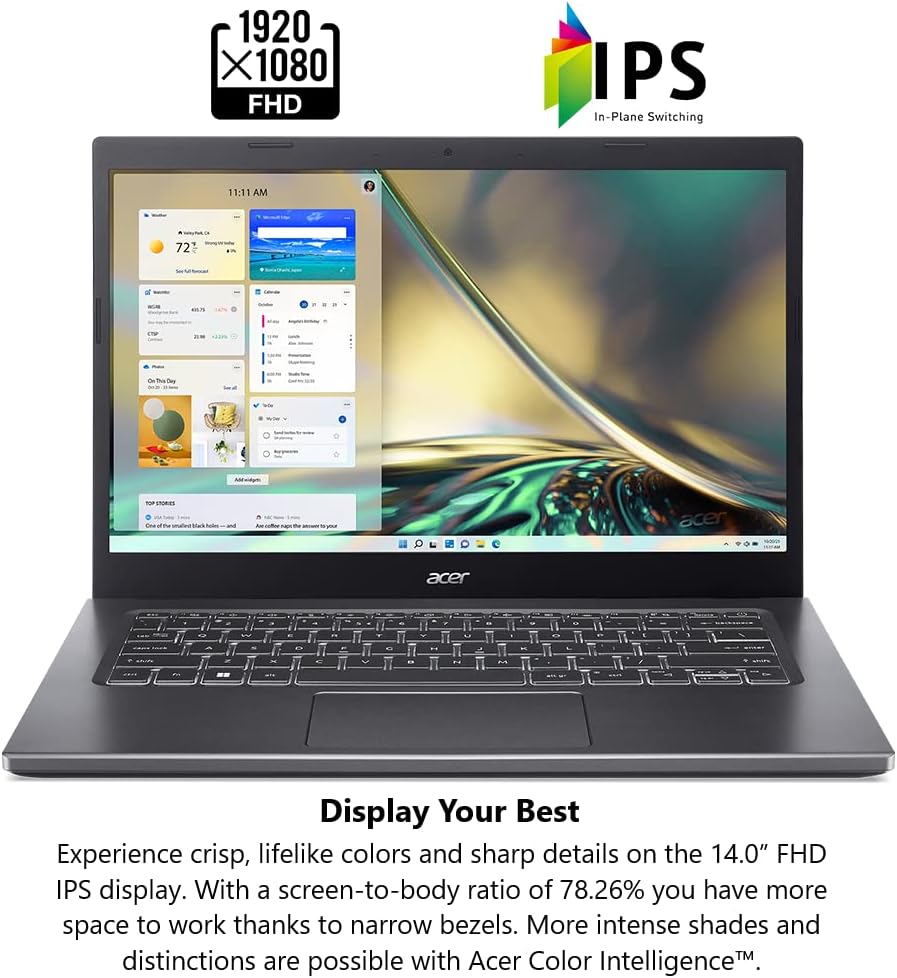 Acer Aspire 5 A514-55-545G Slim Laptop | 14.0" Full HD IPS Display | 12th Gen Intel Core i5-1235U | 8GB DDR4 | 512GB NVMe Gen 4 SSD | 802.11ax Wi-Fi 6E | Thunderbolt 4 | Backlit Keyboard | Win 11 Home