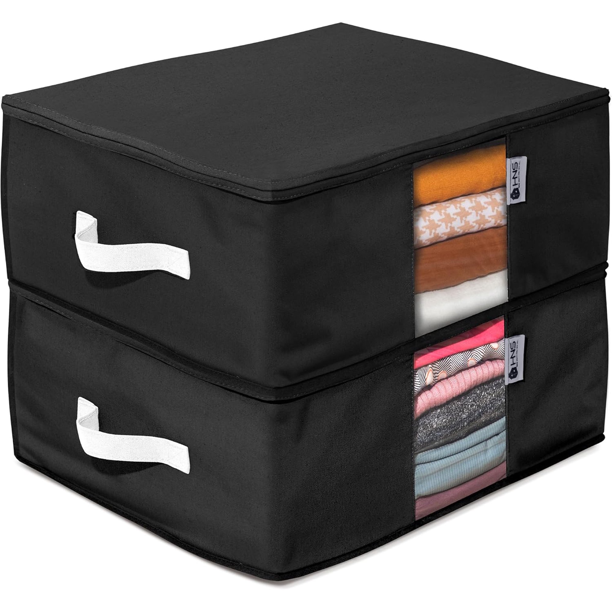Moisture, Dirt &amp; Dust – Set of 2 Underbed Storage Bags for Clothes, Cashmere Sweaters, Bedding &amp; More - Underbed Storage - Black, Cedar Clothes Storage Bag Organizer – Protects from Moths