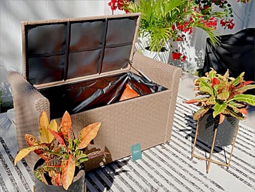 YITAHOME 230 Gal Outdoor Storage Box, XXL All-Weather Wicker Deck Box for Patio Furniture, Cushions, Pool Accessories and Garden Tools - Black