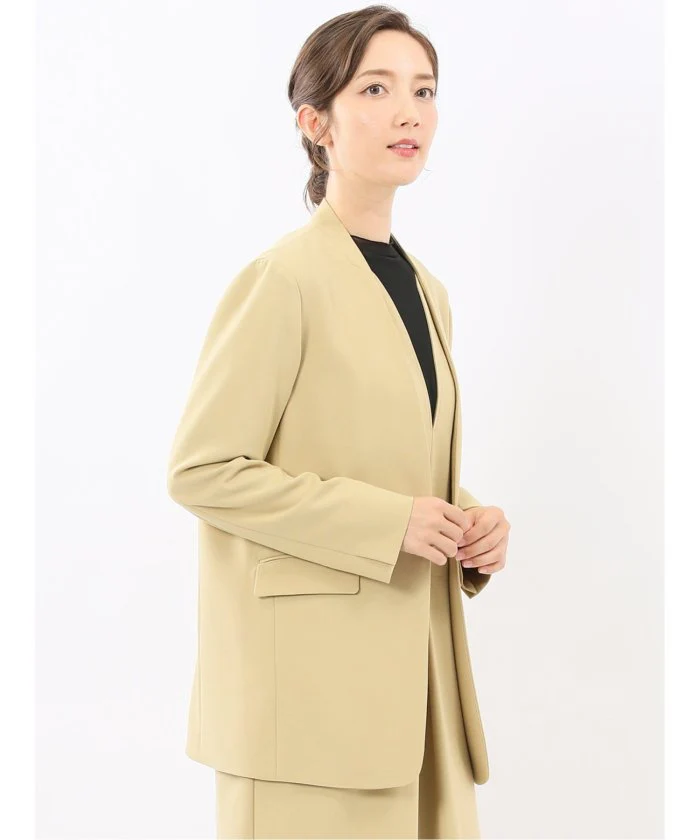 Stretch Washable Woolish No Collar Jacket