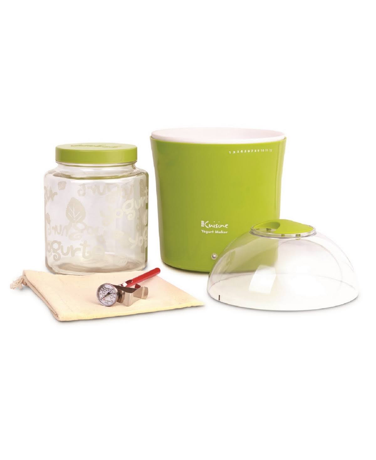 Euro Cuisine 2qt yogurt and Greek yogurt Maker with Glass Jar (Red)