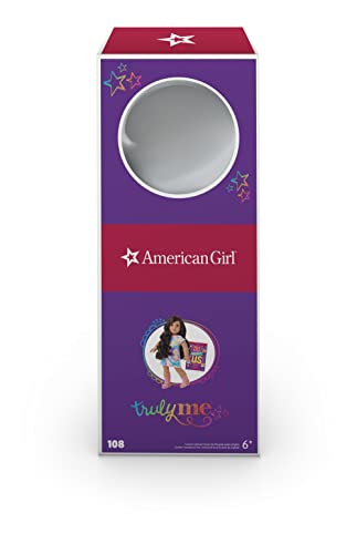 American Girl Truly Me 18-inch Doll #115 with Gray Eyes, Curly Blonde Hair, Light Skin, Tie Dye T-shirt Dress, For Ages 6+
