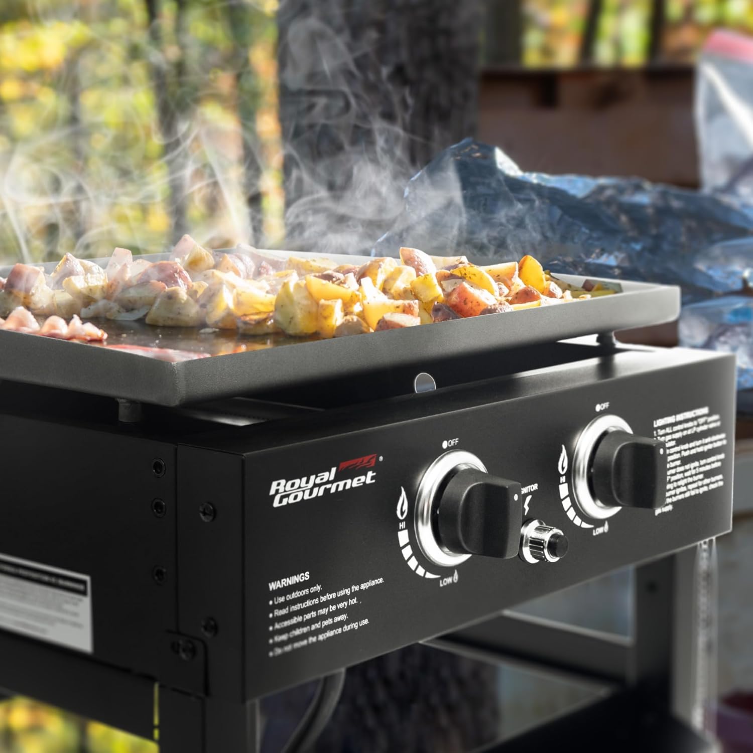 Royal Gourmet GB2000N 2-Burner Propane Gas Griddle, 23-Inch Flat Top BBQ Grill, 30,000 BTUs, Outdoor Griddle Station with 450 Sq. In. Cooking Area for Camping, Patio, or Tailgating, Black