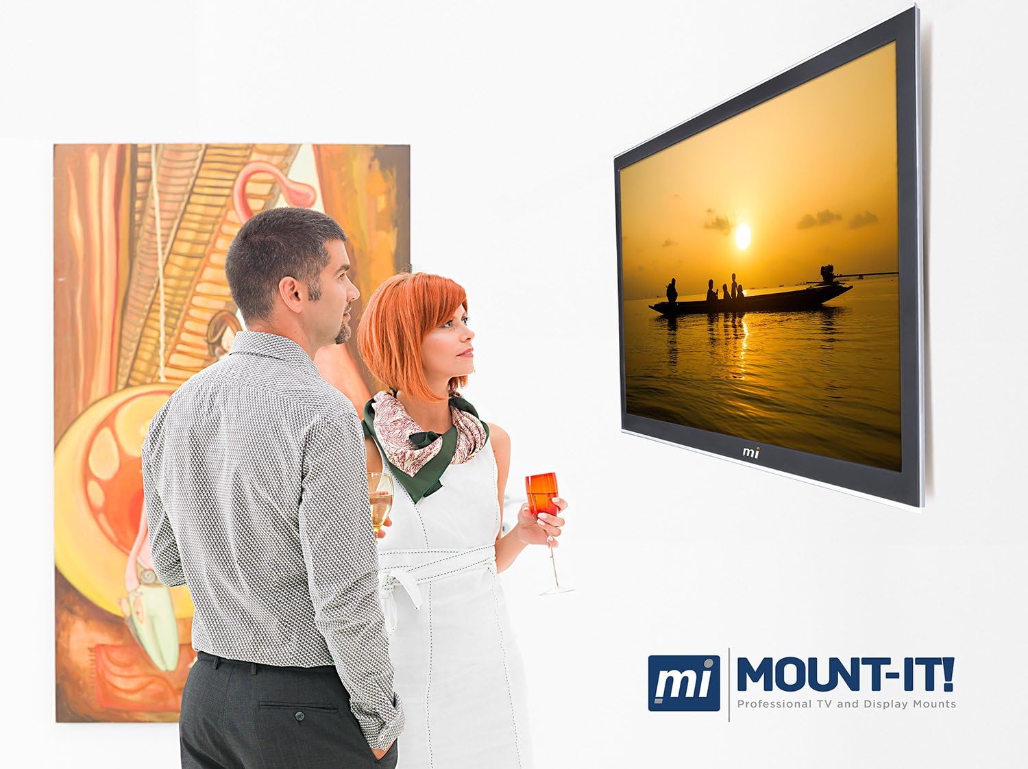 Mount-It! Ultra Slim Fixed TV Wall Mount Bracket | Flush TV Mount for Large TVs with VESA Pattern of Up to 750x450 mm, Heavy-Duty 165 Lb Capacity Pack of 2