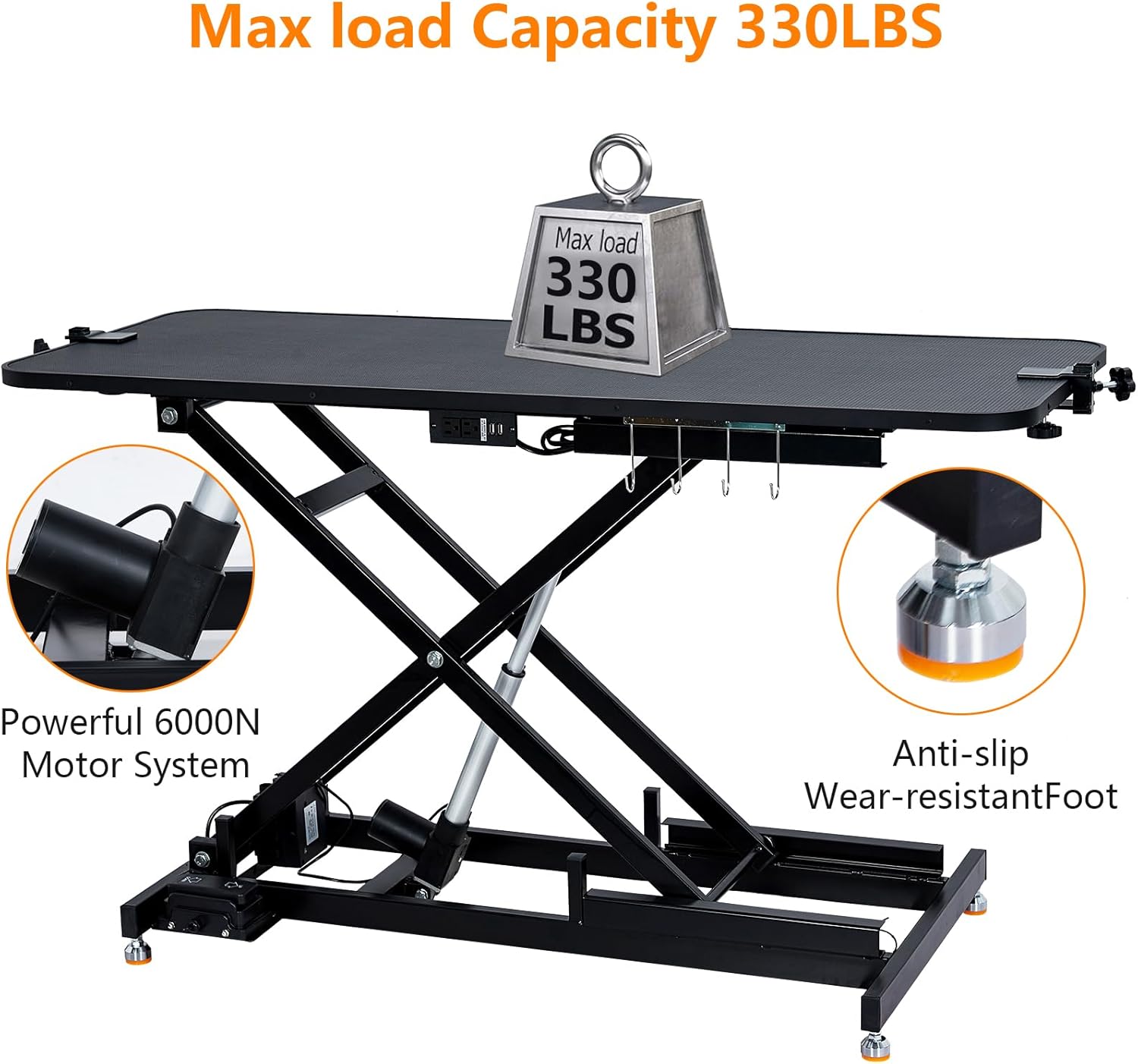 60" Hydraulic Dog Grooming Table for Pet, Heavy Duty Structural Hydraulic Max Load 350Lbs Professional Pet Grooming Table with Adjustable Overhead Arm & Noose Height Range 9.4''-39.4''2024