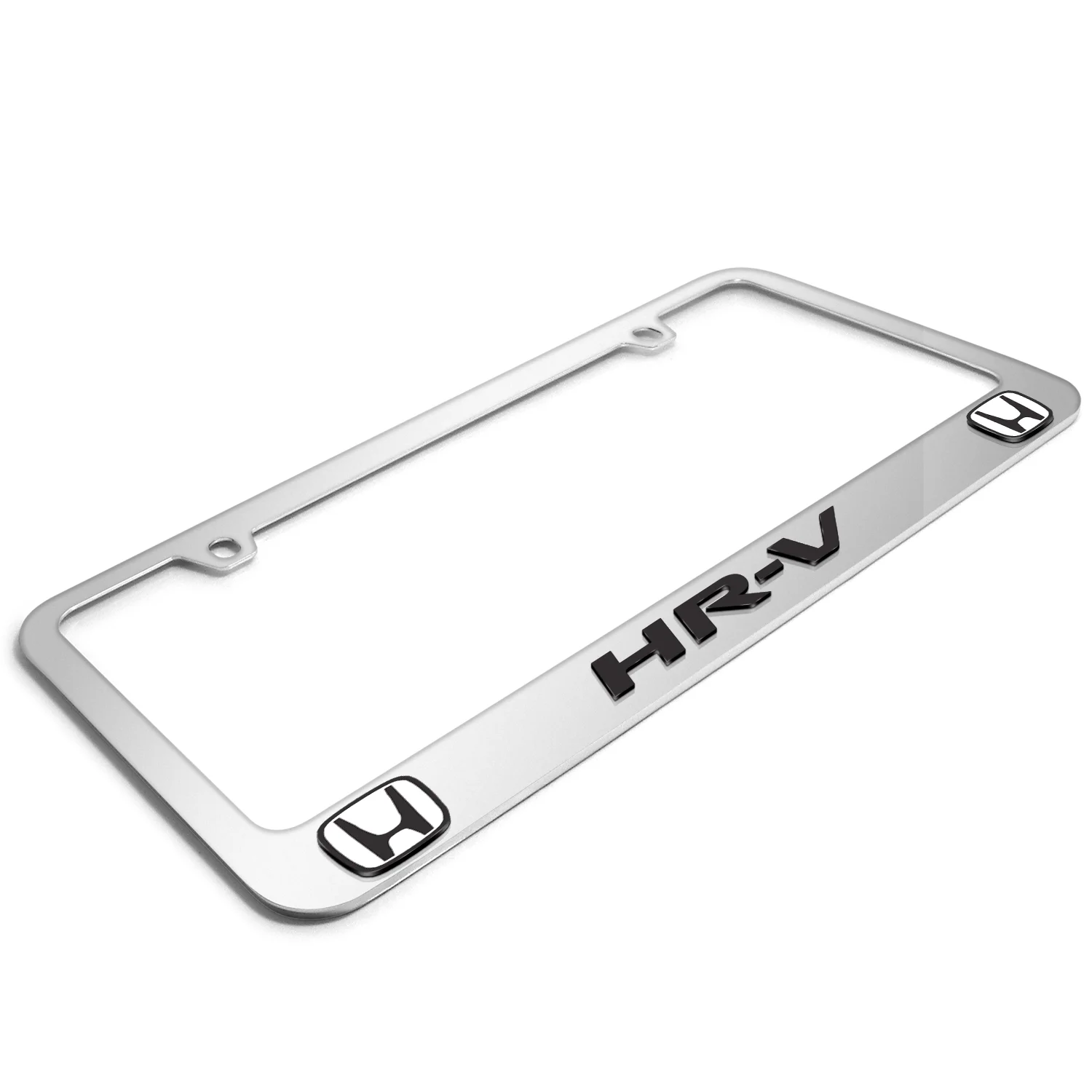 Honda HR-V Dual Logo 3D Embossed Letters on Mirror Chrome Metal License Plate Frame