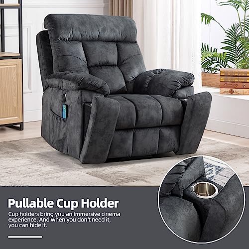 CANMOV Large Power Lift Recliner Chair with Massage and Heat for Elderly Big and Tall People, Overstuffed Wide Recliners with 2 Cup Holders, Side Pocket and USB Port, Camel