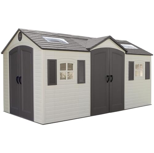 Lifetime 60079 Outdoor Storage Dual Entry Shed, 15 x 8 ft, Desert Sand