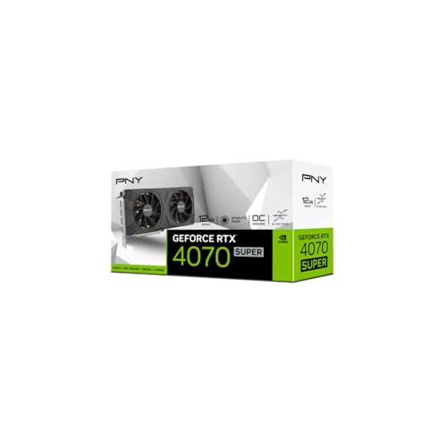 PNY GeForce RTX™ 4070 Super 12GB Verto™ OC Dual Fan Graphics Card DLSS 3 (NVIDIA GeForce SFF-Ready, 192-bit, GDDR6X, PCIe 4.0, HDMI/DisplayPort, Supports 4k, incl. Adapter, 2 Slot)