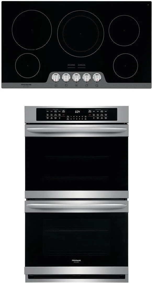 Frigidaire 2 Piece Kitchen Appliances Package with FGET3066UF 30 Electric Double Wall Oven and FGEC3648US 36 Electric Cooktop in Stainless Steel