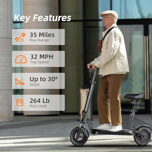 Ruitoo® Electric Scooter, 1000W/1600W/5600W Motor, Off Road Electric Scrooter Adults, 27/32/34/47Mph Top Speed, 28/35/44/50/53 Miles Max Range, Foldable E-Scooter Support Return