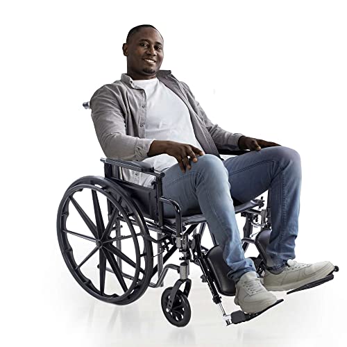 Lightweight Manual Wheelchairs for Adults - 20" Transport Wheelchair with Adjustable Standard and Hemi Height, Removeable Padded Full Length Arm Rests, Swing Away Footrests - Chariot II K2