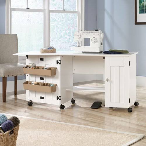 Sauder 414873 Sewing u0026 Craft Cart, Soft White Finish