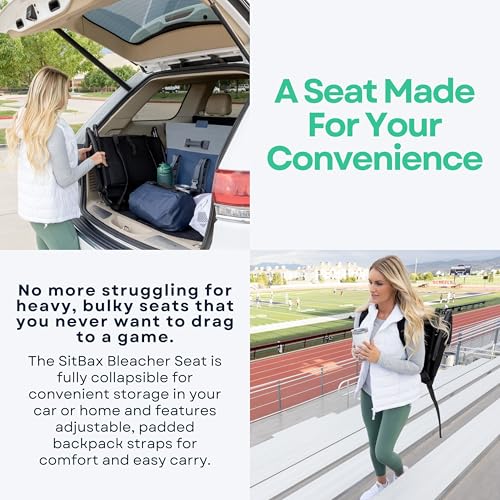 Padded Bleacher Seat – The Ultimate Reclining Stadium Chair with Full Back & Neck Support and 360° Swivel – Lightweight, Foldable, and Portable with Backpack Straps - Patent Pending