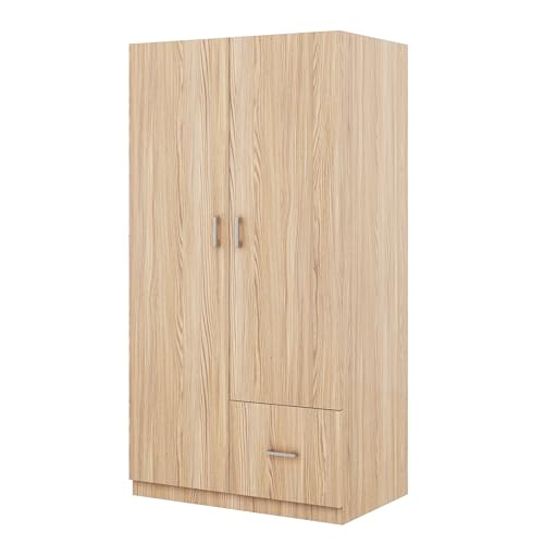 3 Door Wardrobe with Mirror, Armoire with Hanging Rod and 3 Fixed Shelves,Storage Cabinet Closet armoires and wardrobes (3 Door Wardrobe with Mirror+White)