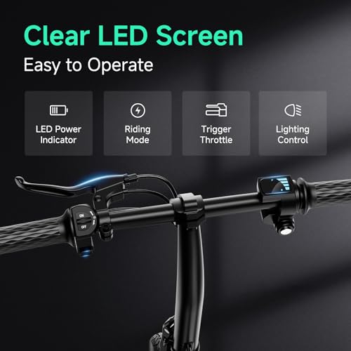 TST Folding Electric Bike, Electric Bicycle 450W Peak Motor, Ebike 16MPH,Up to 15 Miles, 12" Pneumatic Tires for Better Driving Experience, Adjustable Seat and Dual Fenders