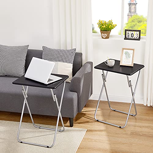 AINGOO TV Trays Set of 2, Folding Snack Tables No Assembly Required, TV Trays for Eating at Couch Sofa, Black