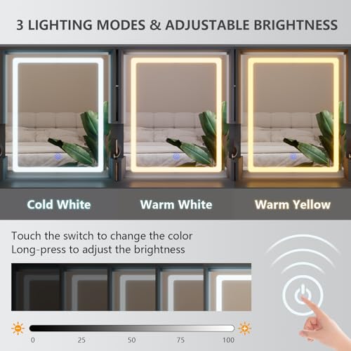 White Makeup Vanity Desk with Mirror and Lights, Large Vanity Table Set with Charging Station, Dressing Table with RGB Cabinets, Makeup Vanity Mirror with Lights Desk and Drawers, 3 LED Lights Modes