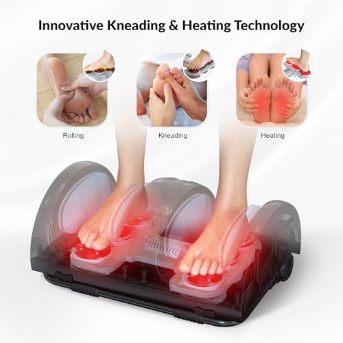 Snailax Foot Massager with Heat, Shiatsu Feet and Calf Massager Machine for Plantar Fasciitis, Neuropathy, Improve Circulation, Foot Leg Massager with Remote Control