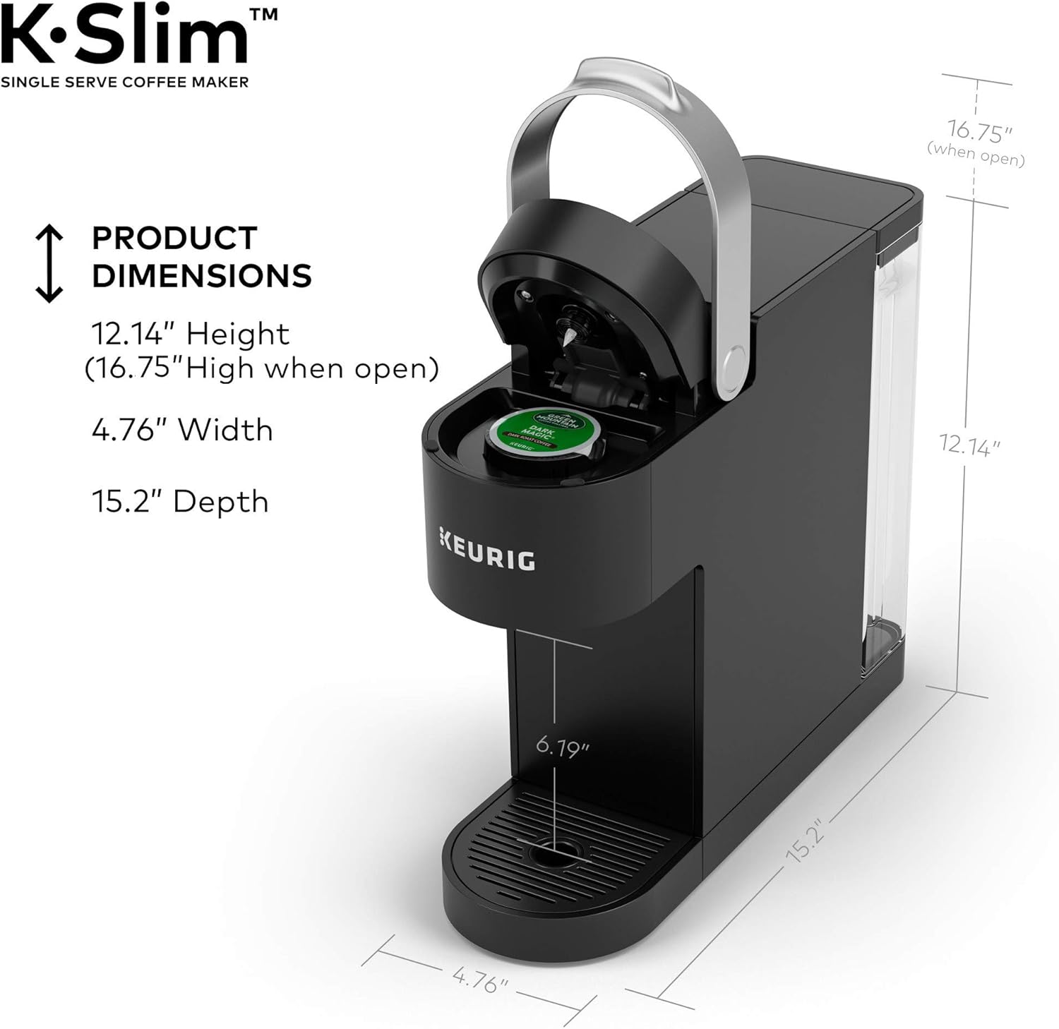 Keurig K-Slim Single Serve Coffee Maker with Folgers Black Silk Dark Roast Coffee, 72 K-Cup Pods