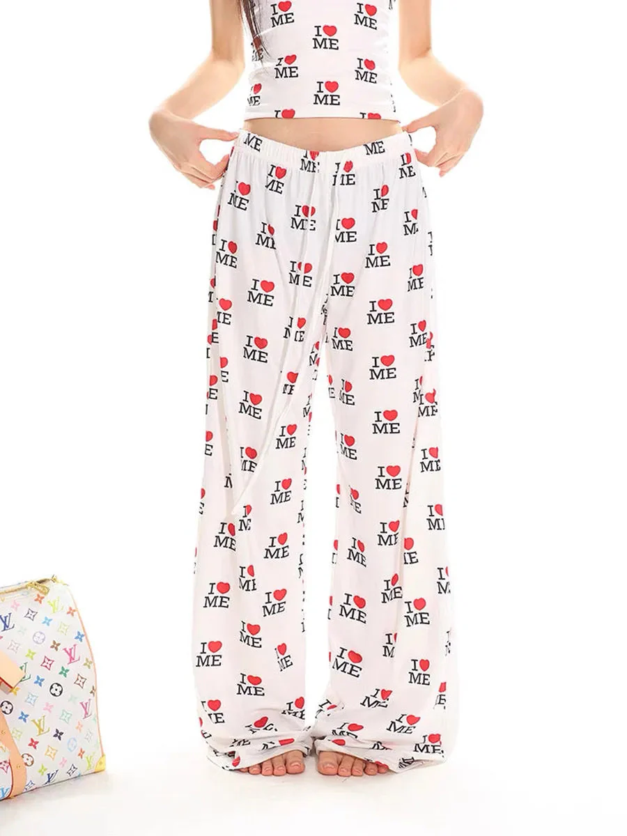 'Love Me' Y2k Streetstyle Elastic Waistband Pants & Top Set