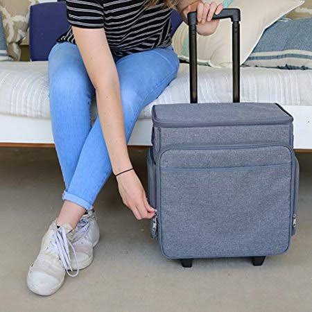 Everything Mary Rolling Craft Bag, Grey Heather - Papercraft Tote with Wheels for Scrapbook u0026 Art Storage - Organizer Case f