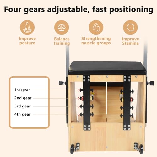 Pilates Chair, Split-Pedal Stability Combo Chair with Handles, Yoga Fitness Trainer, Pilates Reformer Machine, Pilates Equipment Perfect for Home Use & Gym Workout