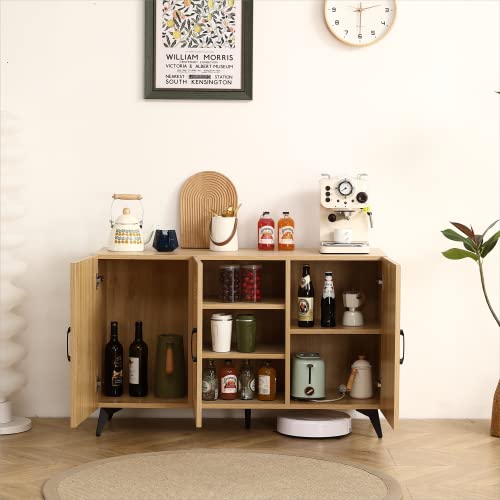 Spacious 45" Sideboard Buffet Cabinet with Rattan Mesh Doors, Durable Melamine and Carbon Steel Kitchen Storage Cabinet, Elegant Engineering Wood Frame, Versatile for Dining Room, Bedroom