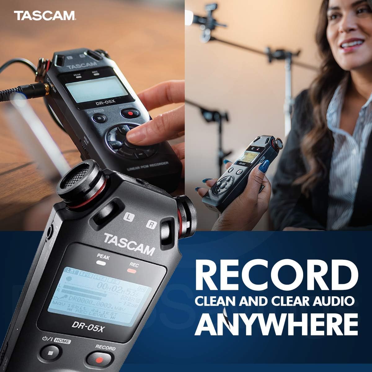 Tascam DR-05X 2-Input / 2-Track Portable Stereo Handheld Digital Audio Recorder w/USB Audio Interface (Black)++ 32GB + Beyerdynamic Earphones + Microphone + Deluxe Accessories Bundle