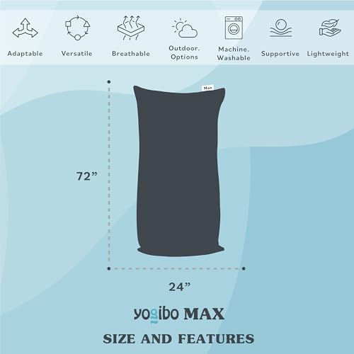 Yogibo Max 6-Foot Beanbag Chair, Bean Bag Couch with a Washable Outer Cover, Customer Favorite Cozy Sofa for Gaming, Reading, and Relaxing, Filled with Soft Micro-Beads, Turquoise