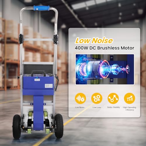 Hand Trucks - 880lbs Capacity Electric Hand Trucks 1200W Heavy Duty Stair Climber Trolley with 4M Safety Rope for Moving Furniture Logistics Warehouse