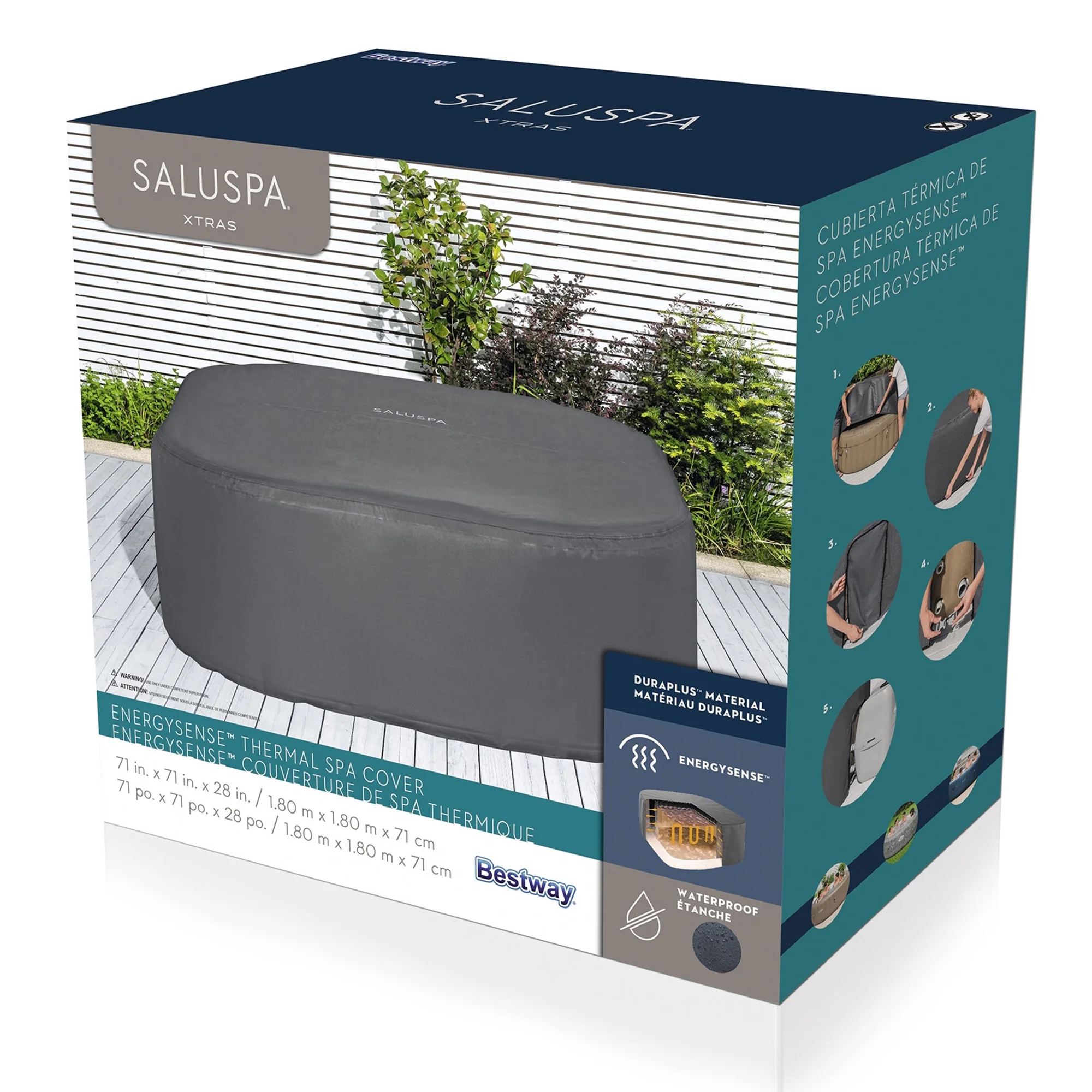 Coleman SaluSpa 6 Person Inflatable Hot Tub w/EnergySenseDuraPlus Spa Cover