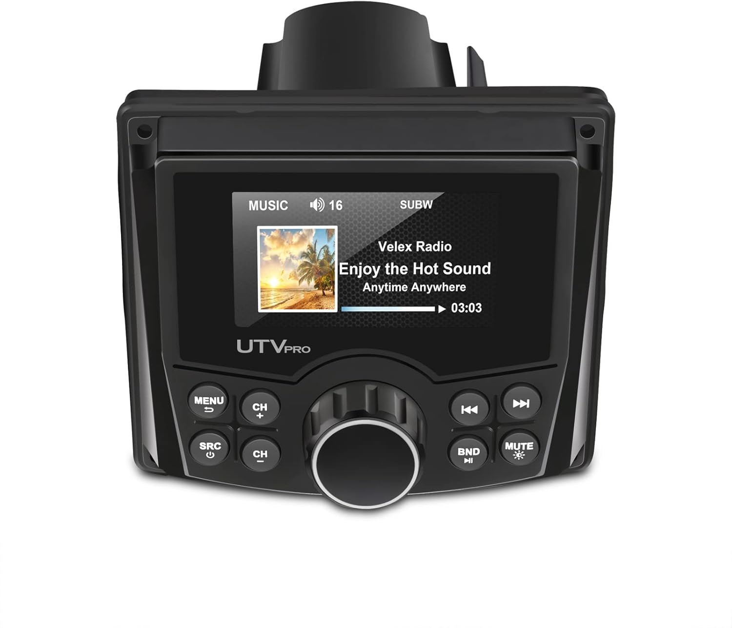 Powersports UTV Stereo AM/FM with Bluetooth Streaming 3 Zone, Compatible to Rear View Camera, External Amplifier Switch on/Off