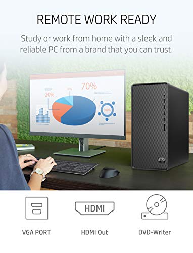 HP Desktop PC, AMD Ryzen 3 5300G, 8 GB SDRAM, 512 GB SSD, AMD Radeon Graphics, Windows 11 Home, M01-F3020 (2022),Black