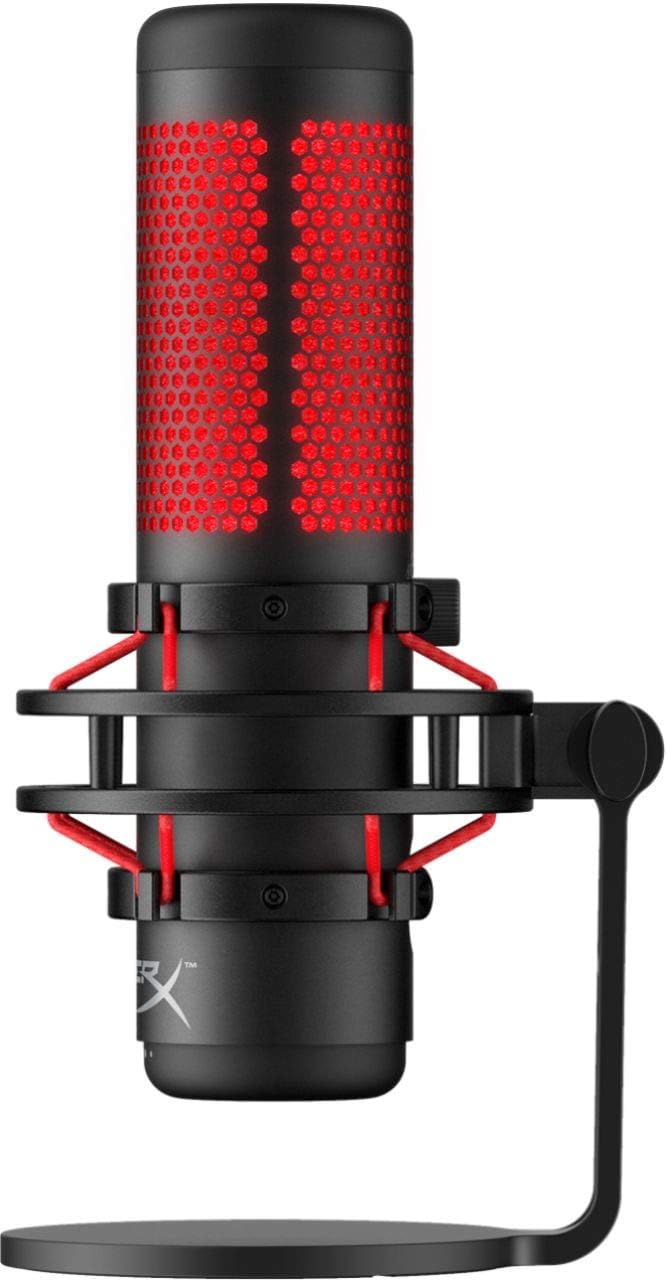 Newest HyperX - QuadCast USB Multi-Pattern Electret Condenser Microphone | 2020 Edition | for PS4, PC and Mac | Pop Filter | Anti-Vibration Shock Mount | | Red - Black | with KWALICABLE Bundle