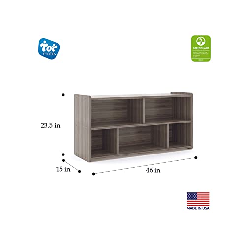 Toddler 5-Compartment Storage Cubby Shelf - Wooden Book and Toy Organizer for Kids Classroom, Nursery, Daycare, Playroom, 46" W x 23.5" H (Maple, Assembled)