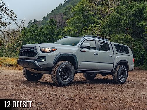 RockTrix RT117 17 inch Wheel Compatible with 2009-2024 Ford F150, 17x9 6x135 Wheels (-12mm Offset, 4.5in Backspace) 87.1mm Bore, Black Wheels, Also fits 2022+ Bronco Raptor Rims