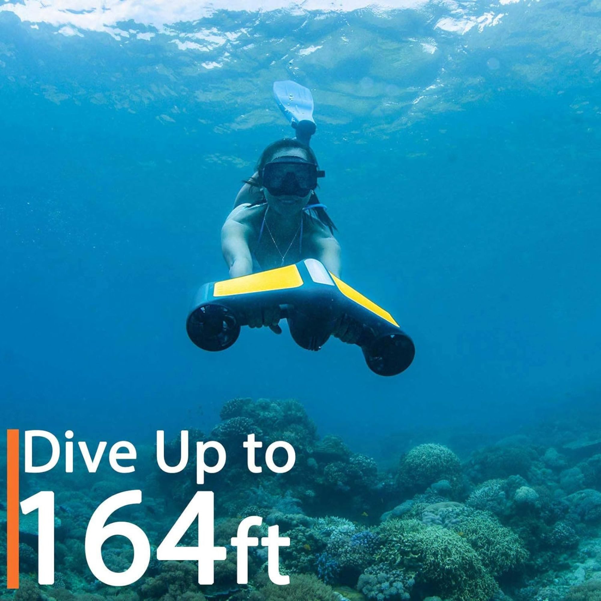 Geneinno S1 Plus Underwater Scooter, Dual Propellers with 2-Speeds - Yellow